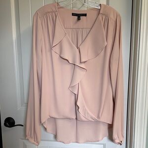 NWOT! WHBM Wrap Front Ruffle Bubble Hem Blouse